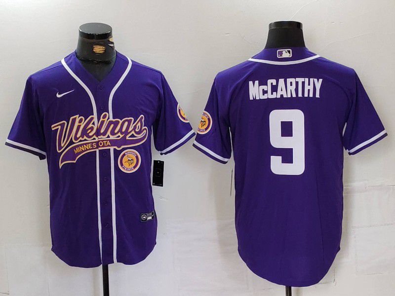 Men Minnesota Vikings #9 Mccarthy Purple Joint Name 2024 Nike Limited NFL Jersey style 2